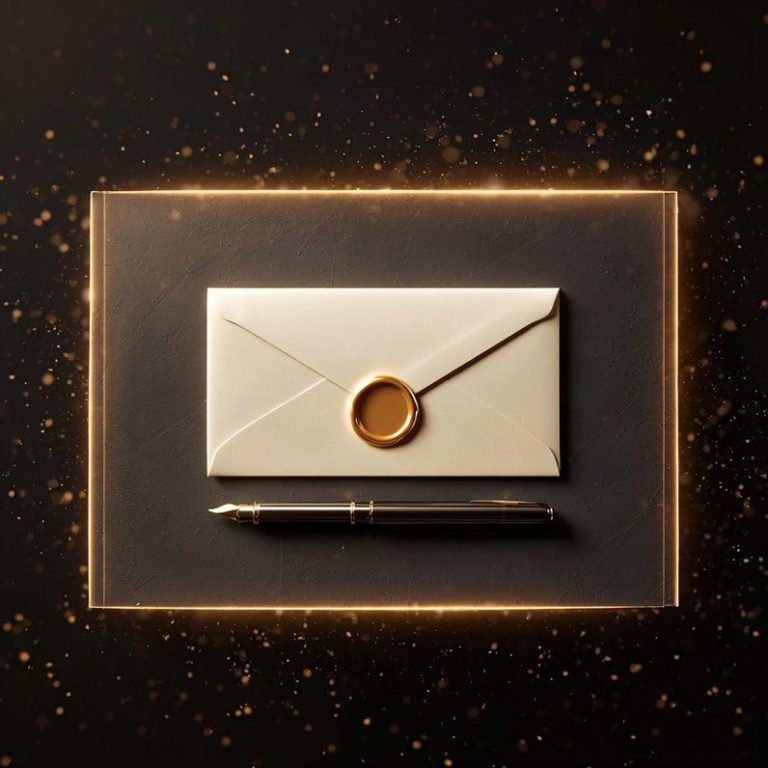 Briefumschlag mit goldenem Wachssiegel – Kontakt zu ThE BilCon
